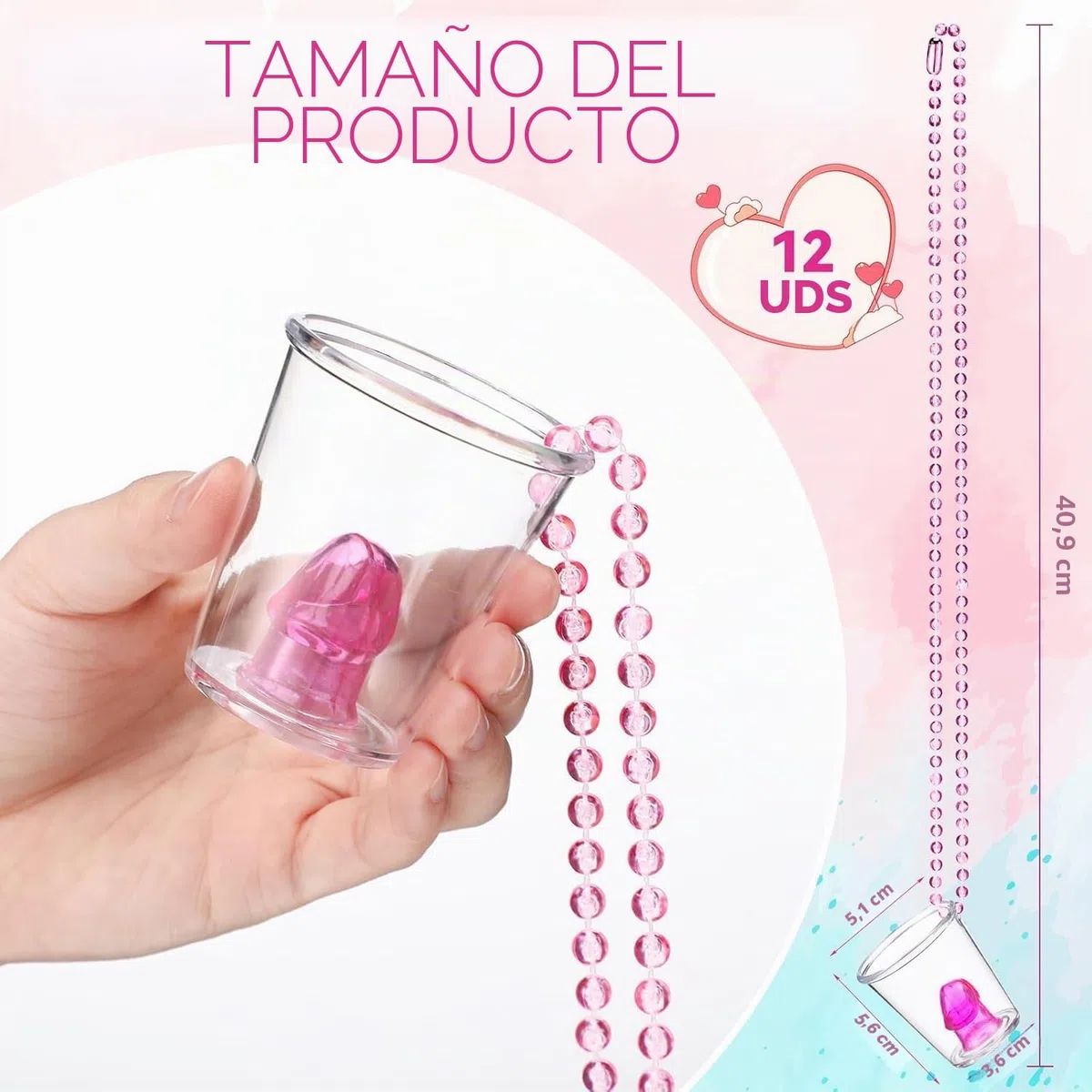 12 Vasos de Chupito para Colgar, Vasos de Chupito con Cadena, vasos de chupito Jga, Vasos Despedida de Soltera(3 cl/30 ml) – Para Despedidas de Soltero, Fiestas Temáticas