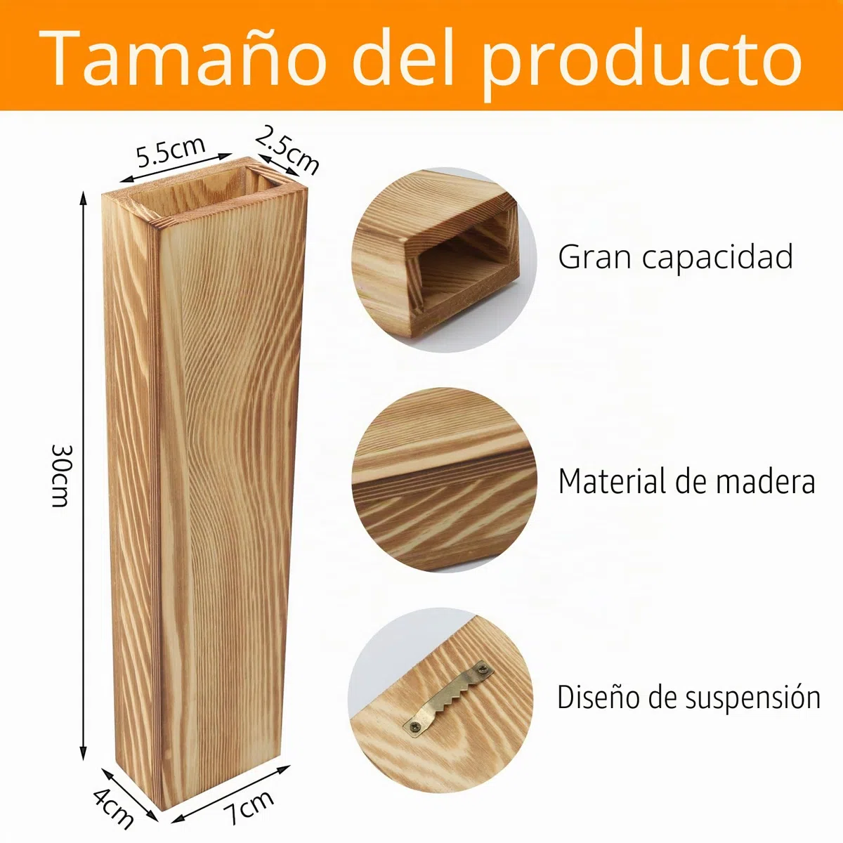 HENGBIRD Jarrones de Pared de Madera Modernos para Plantas Interiores, Decoración del Hogar, 2,5 x 5,6 x 29,5 cm