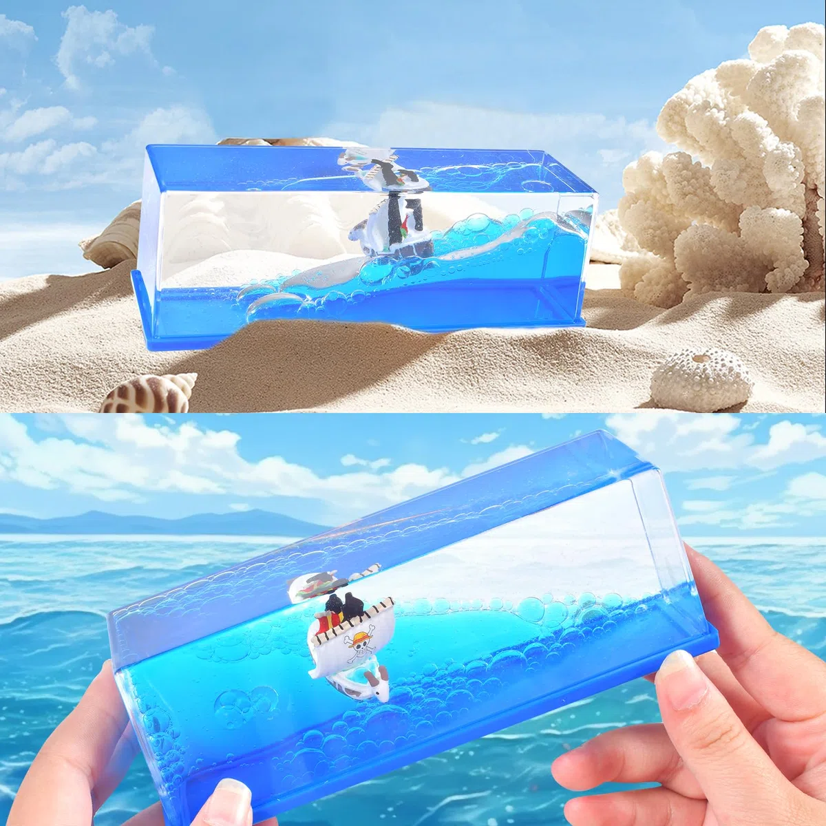 FGen Botella de Deriva de Fluidos de Crucero, Barco Insumergible en Una Caja de Acrílico, Modelo Decorativo para Oficina y Casa, Decoración Náutica