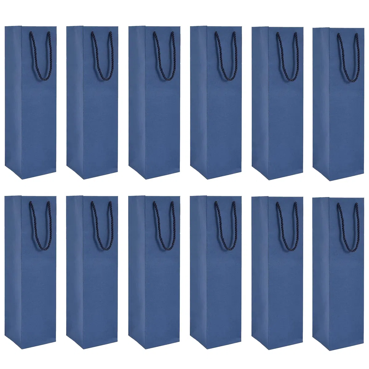 Bolsas de Papel para Botellas de Vino Kraft, Bolsas de Regalo para Botellas con asas, Organizador de Vino Kraft de 12 Piezas para Boda, Bolsas de Regalo para Botellas de Fiestas (Azules)