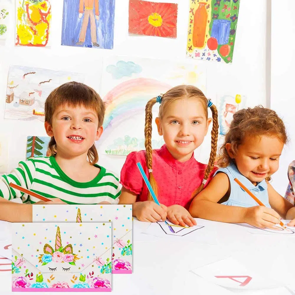 Yiran 16 invitaciones para fiestas de cumpleaños, unicornio, tarjetas de invitación para fiestas de cumpleaños infantiles, sobres estilo listo para escribir