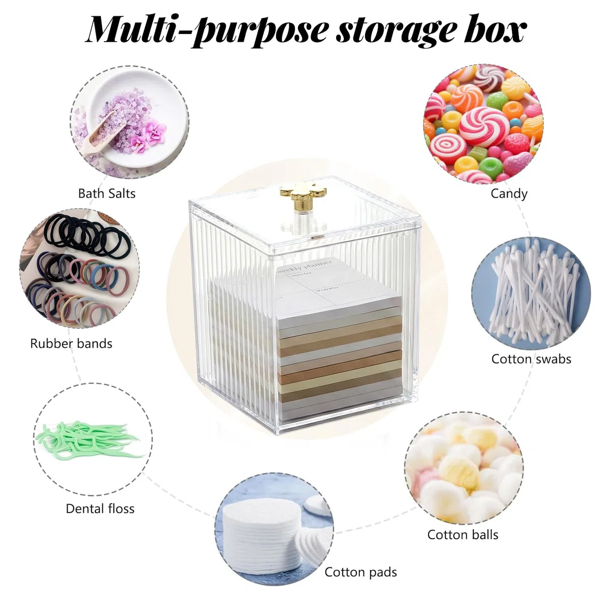 3 Piezas Soportes Cuadrados Blancos para Bastoncillos de Algodón, 10 * 8cm Organizador de Cosméticos para Bastoncillos de Algodón, Almohadillas