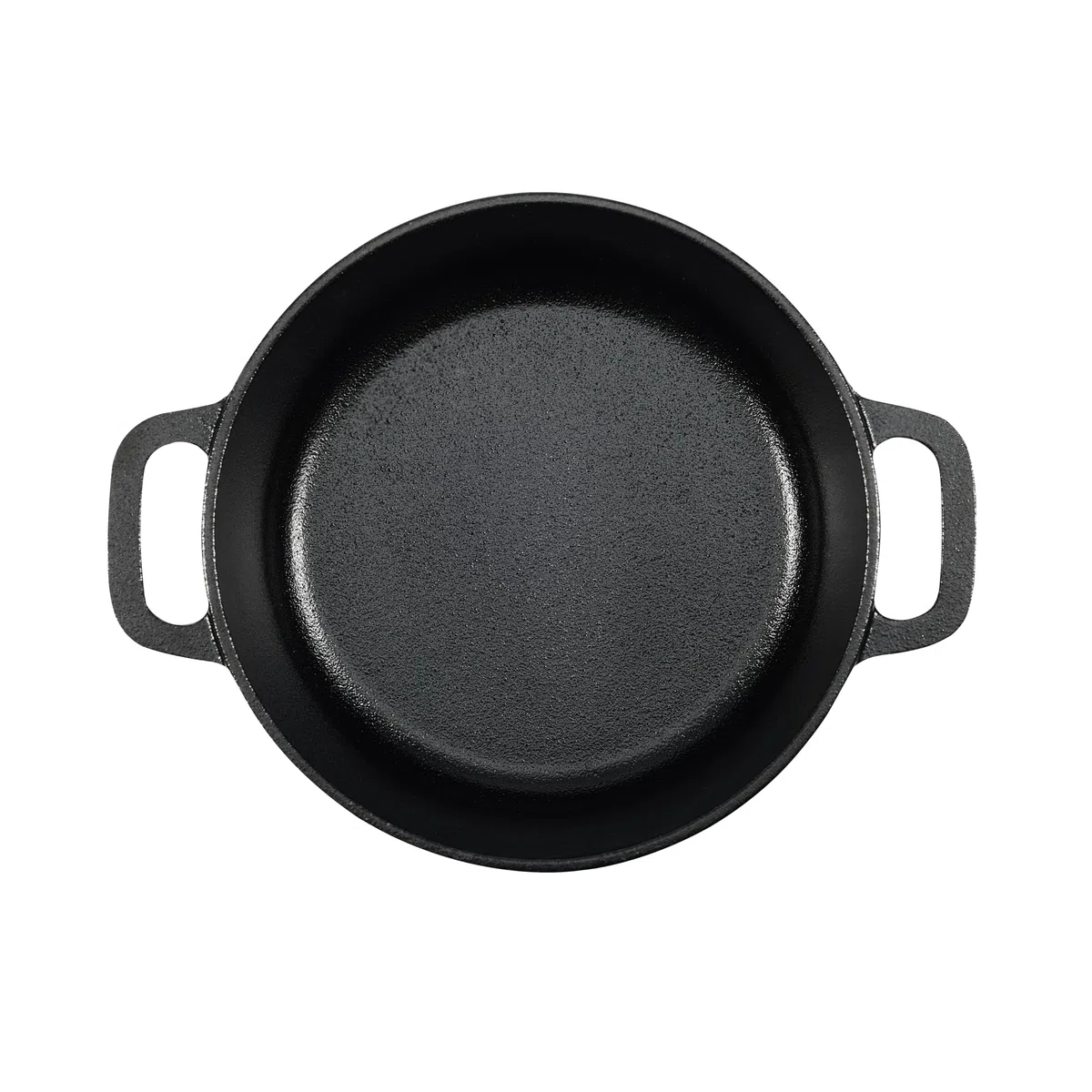 Amazon Basics Redondo Horno holandés de hierro fundido pretratado con asa doble, 1.89 l, Negro