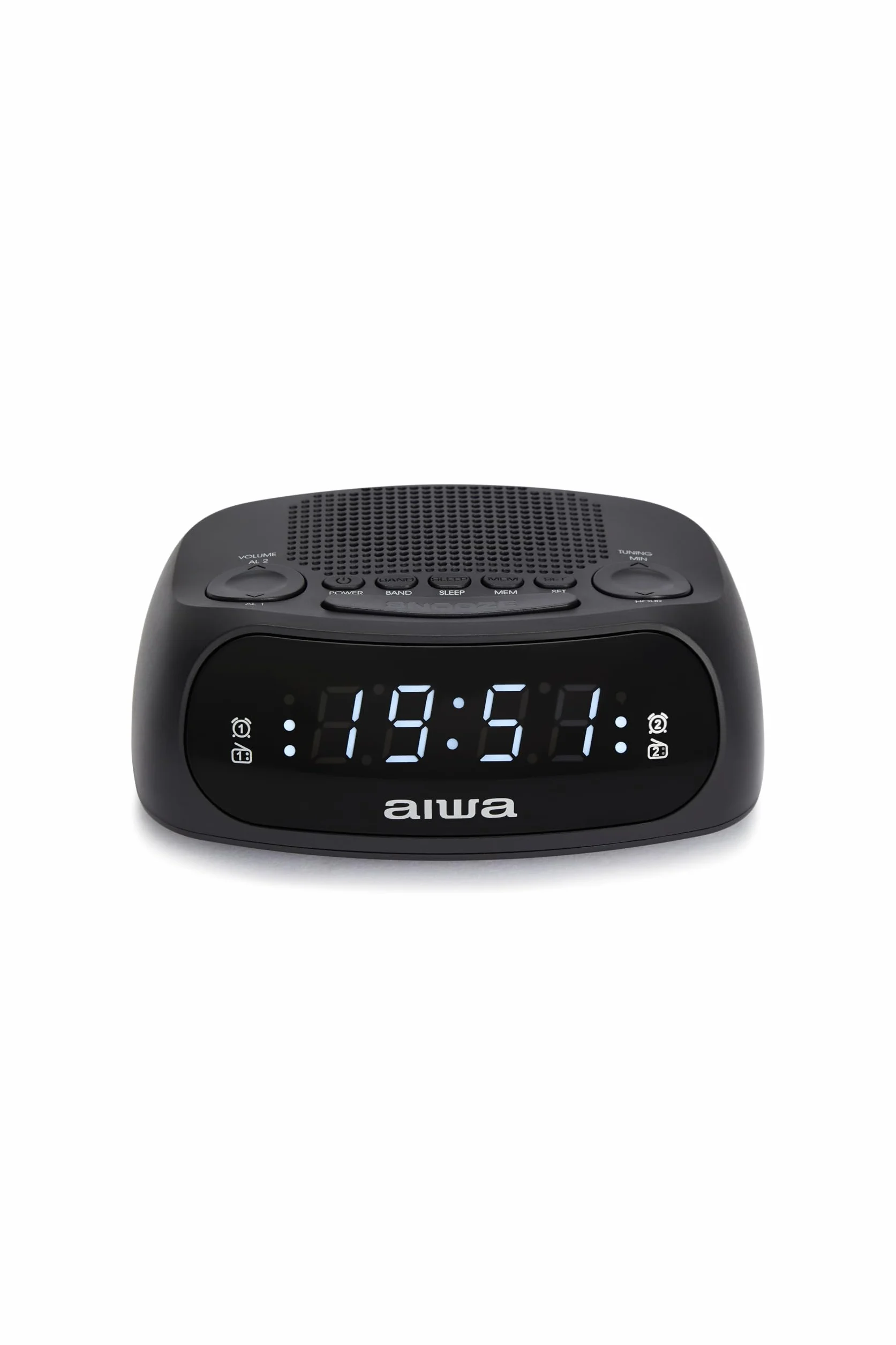 Aiwa CR-09J Radio Reloj Despertador con Doble Alarma, Am/FM PLL con Display LED DE 0,6"