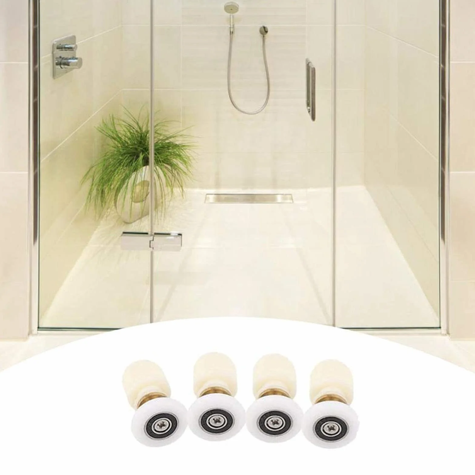Qikuver Ruedas para Puerta de Ducha, 4 Piezas Rodillo de Repuesto para Puerta de Vidrio para Baño, Rodillo de Repuesto Mampara Rodamientos Mamparas para Puerta Corredera De Cristal Baño (23MM)