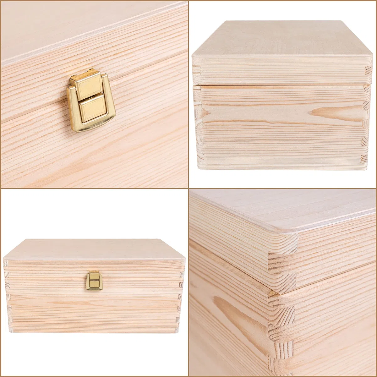 Creative DECO Grande Caja Madera Decorativa Almacenaje con Tapa y Cierre | 30 x 20 x 14 cm (+/-1cm) | Cofre Decoración Decoupage Pascua | Objetos de Valor, Juguetes, Documentos | EN BRUTO SIN LIJAR