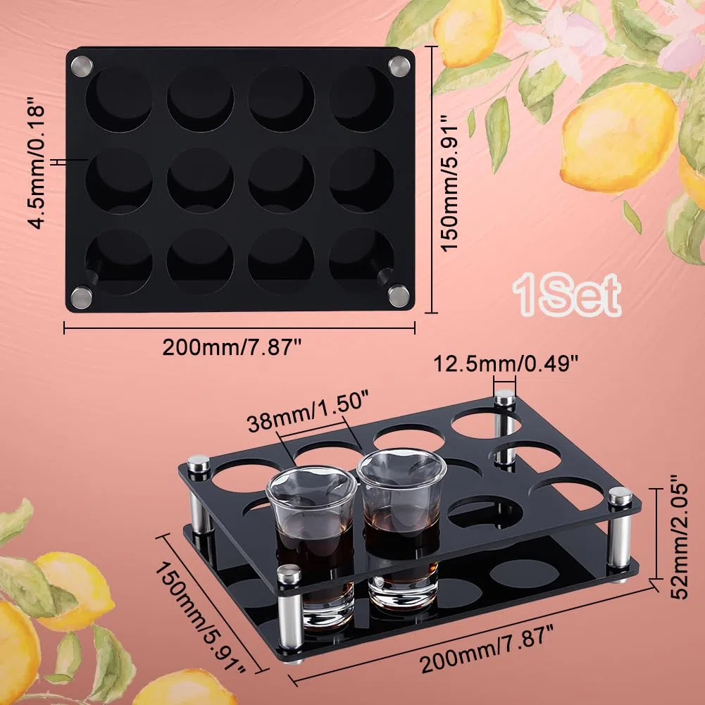 UNICRAFTALE Bandeja porta vasos de chupito de acrílico – Soporte organizador para copas de vino negras