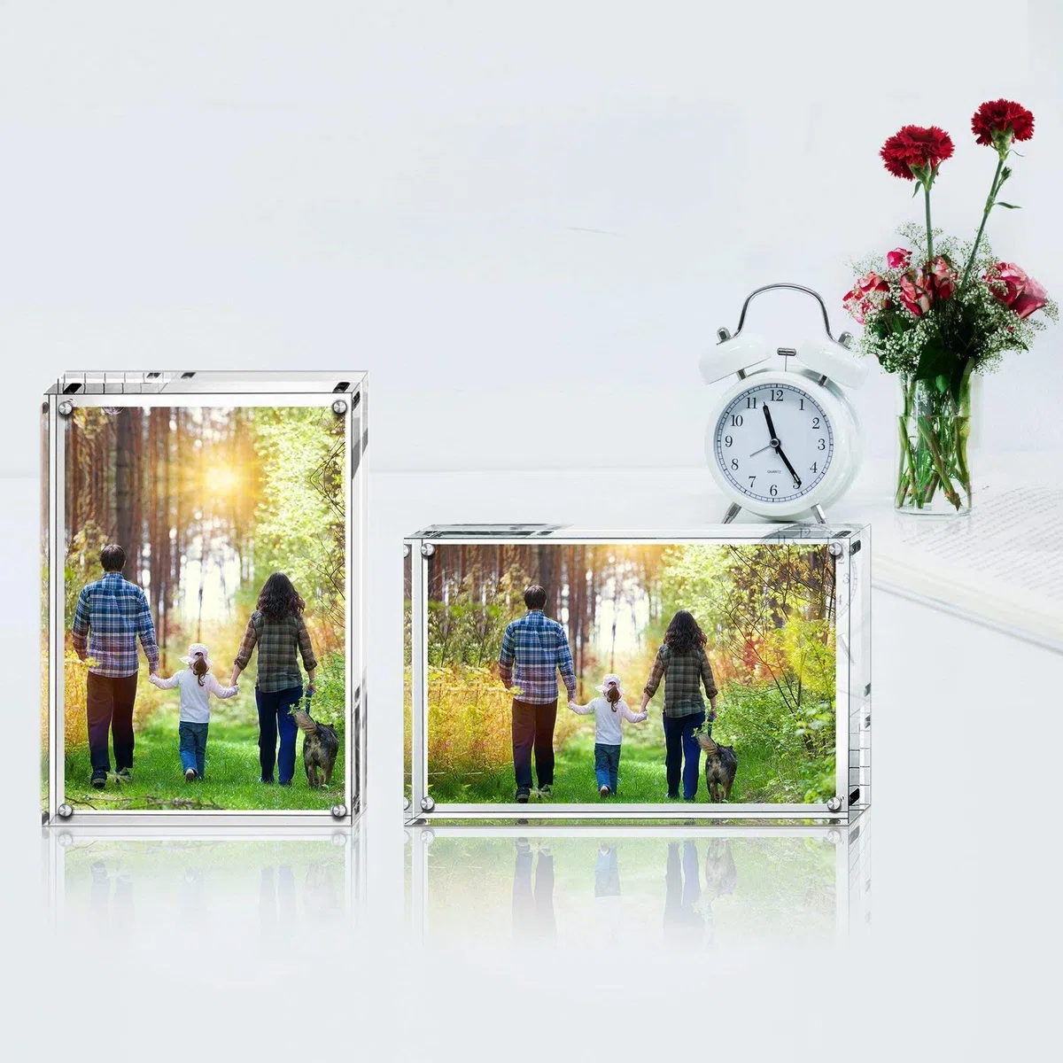 Boxalls Marcos de Fotos Acrílico 15 x 20 cm, Marco Transparente Metacrilato Doble Cara, Marcos de Cristal para Retrato Sin Marco para Escritorio, Habitación y Oficina