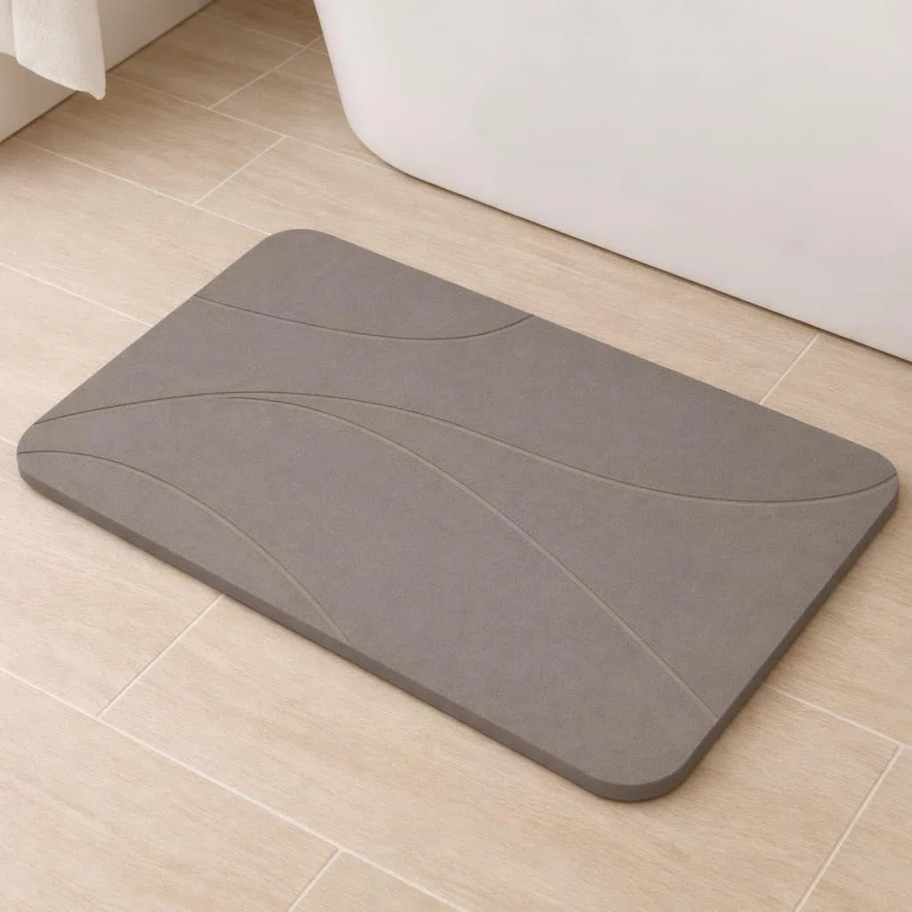 Alfombra diatomita baño - 40x60 cm - Alfombrilla diatomita Antideslizante - Alfombra de Piedra antibacteriana y de Secado rápido - Alfombrilla baño ecológica (Gris Oscuro)