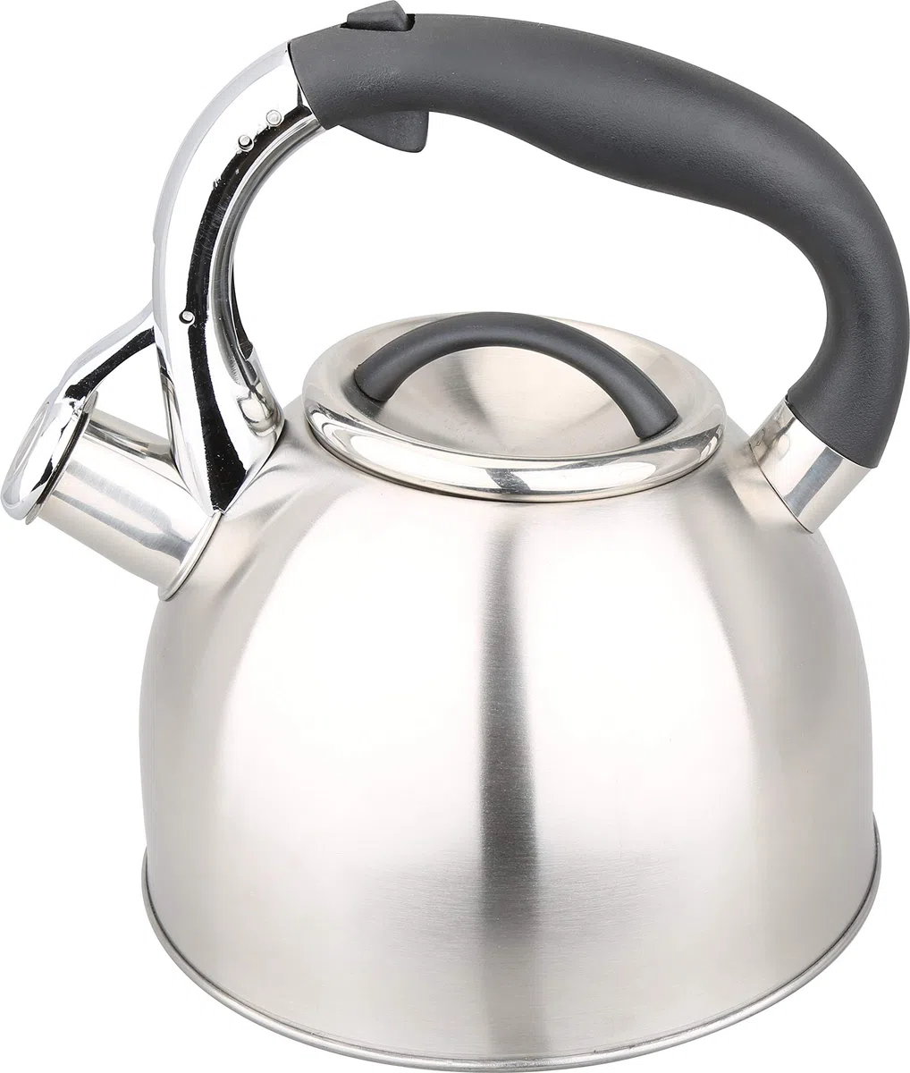 Kamberg Hervidor Tetera con silbido de 3 litros, acero inoxidable, asa ergonómica, todo tipo de fuentes de calor, incluida la inducción