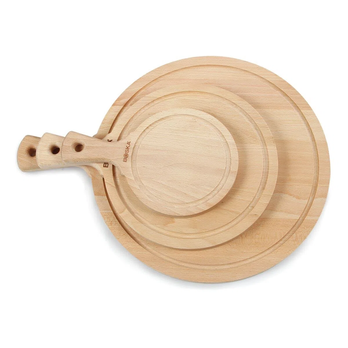 BOSKA Amigo L - Tabla redonda para queso, tapas o pan, 33 cm, madera y marrón, 445 x 330 x 20 mm