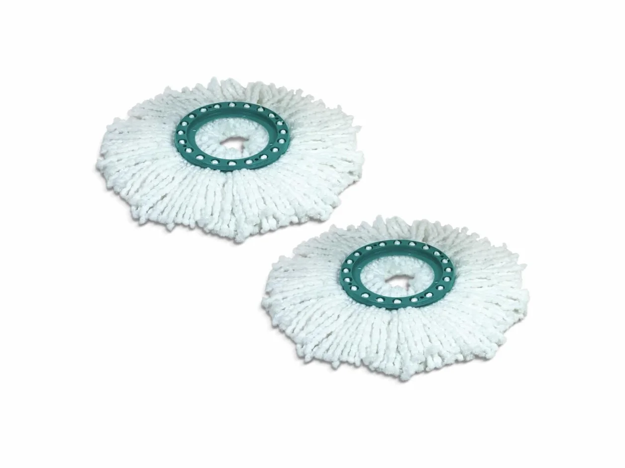 Leifheit Ersatzkopf Mop Juego de 2 Cabezales de Repuesto para Disco, icrofibra, Blanco, 44.5 x 35 x 27 cm