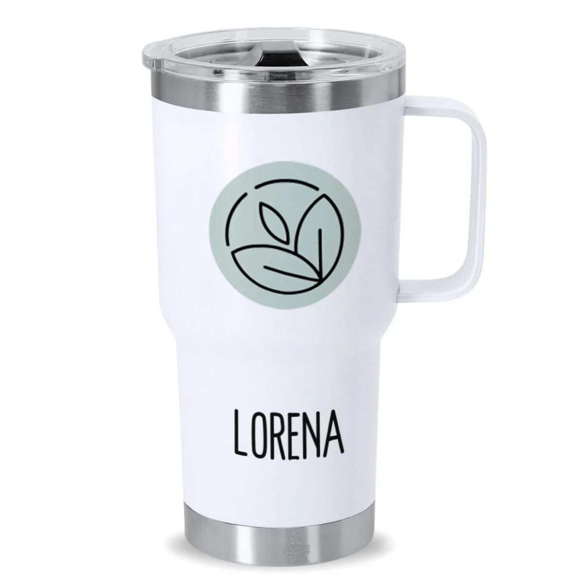 DEREGALOOS Taza Térmica Personalizable con Foto y Nombre. Termo Personalizado. Acero Inoxidable Reciclado. Doble Pared 600ml. Regalo para Pareja, Amigos. Ideal para Oficina, Gimnasio (Blanco)