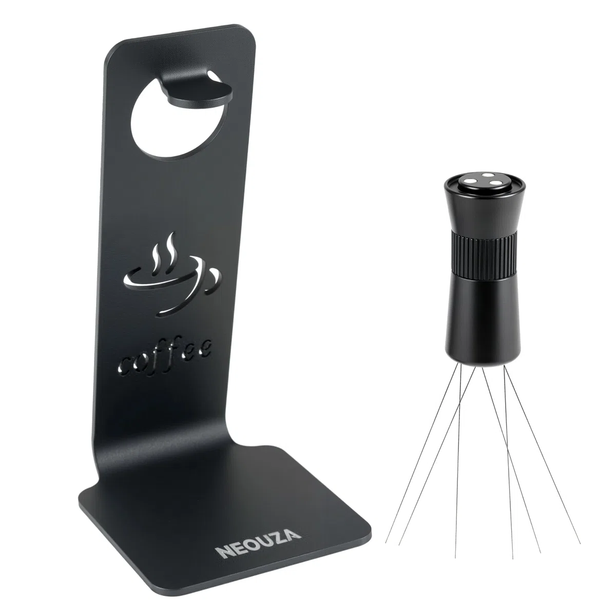 NEOUZA WDT Herramienta con soporte magnético y ángulo ajustable/rango, 6+6 agujas de repuesto de 0,4 mm, agitador de distribución de espresso para café sin grumos, acero inoxidable 304 y aleación de