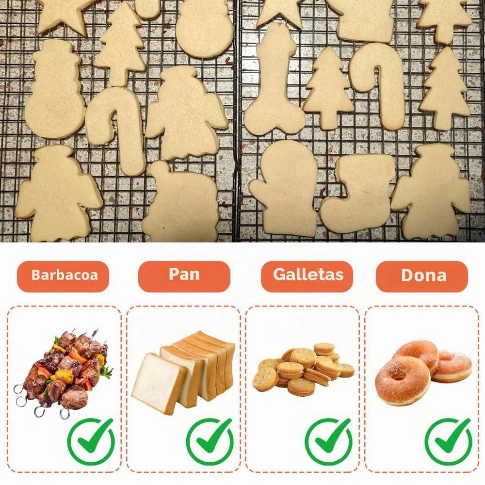 3 Piezas Rejilla para Horno, 40cm Parrilla Horno, Cookie Cooling Rack, Rejilla Horno Universal, Rejillas de Enfriamiento Rectangulares de Acero Inoxidable, Rejilla de Enfriamiento para Hornear