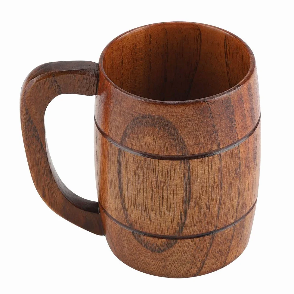 Taza Cerveza Madera, Taza de Café de Madera, Taza de Cerveza de Madera Natural, Jarra de Cerveza Hecha a Mano de Madera Natural para Hombre, para Beber Vino Tinto Café Té Leche, Ideas para Regalos