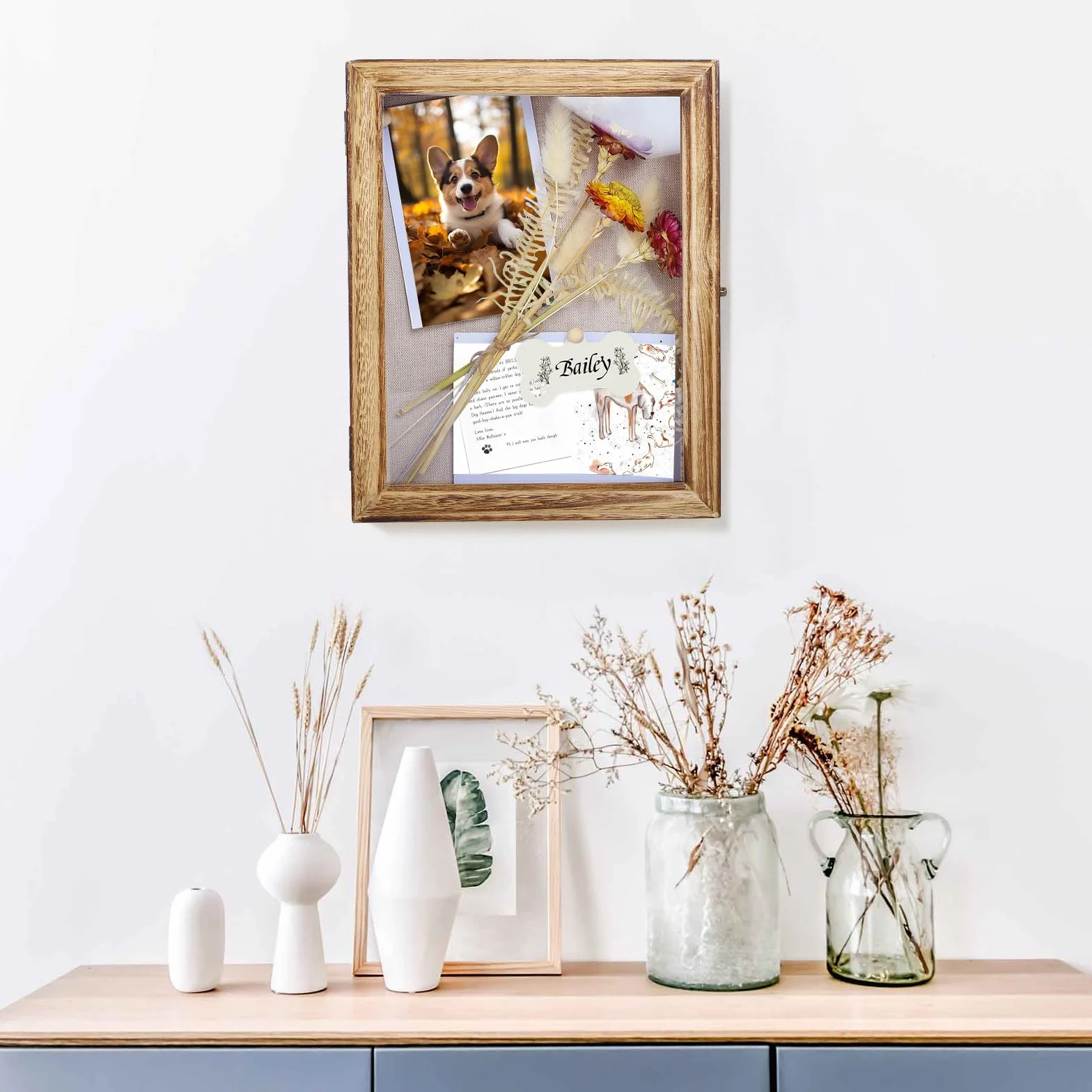 Marcos con Profundidad, Wood Shadow Box Frame, Marco Profundo de 25x20 cm para Pared o Mesa - Exhibidor 3D para Fotos, Flores, Arte y Objetos Sentimentales