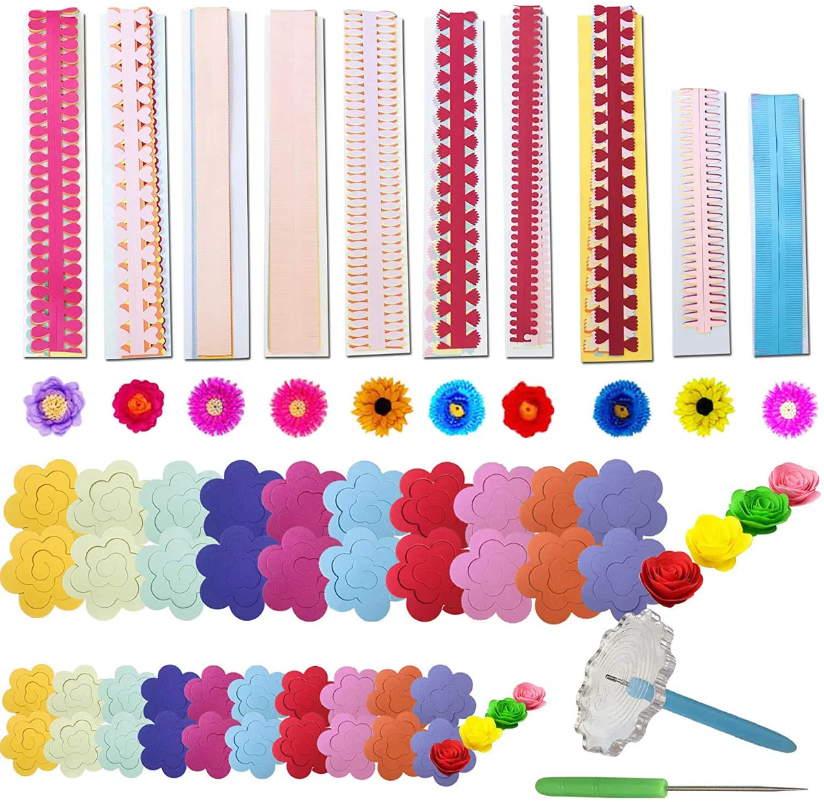 Woohome 143 PzPapel de Filigrana Quilling Papel Tarjeta del Arte 12 Estilo Tiras de Papel de Quilling de Flores y Herramientas para Manualidades, Decoración del Hogar