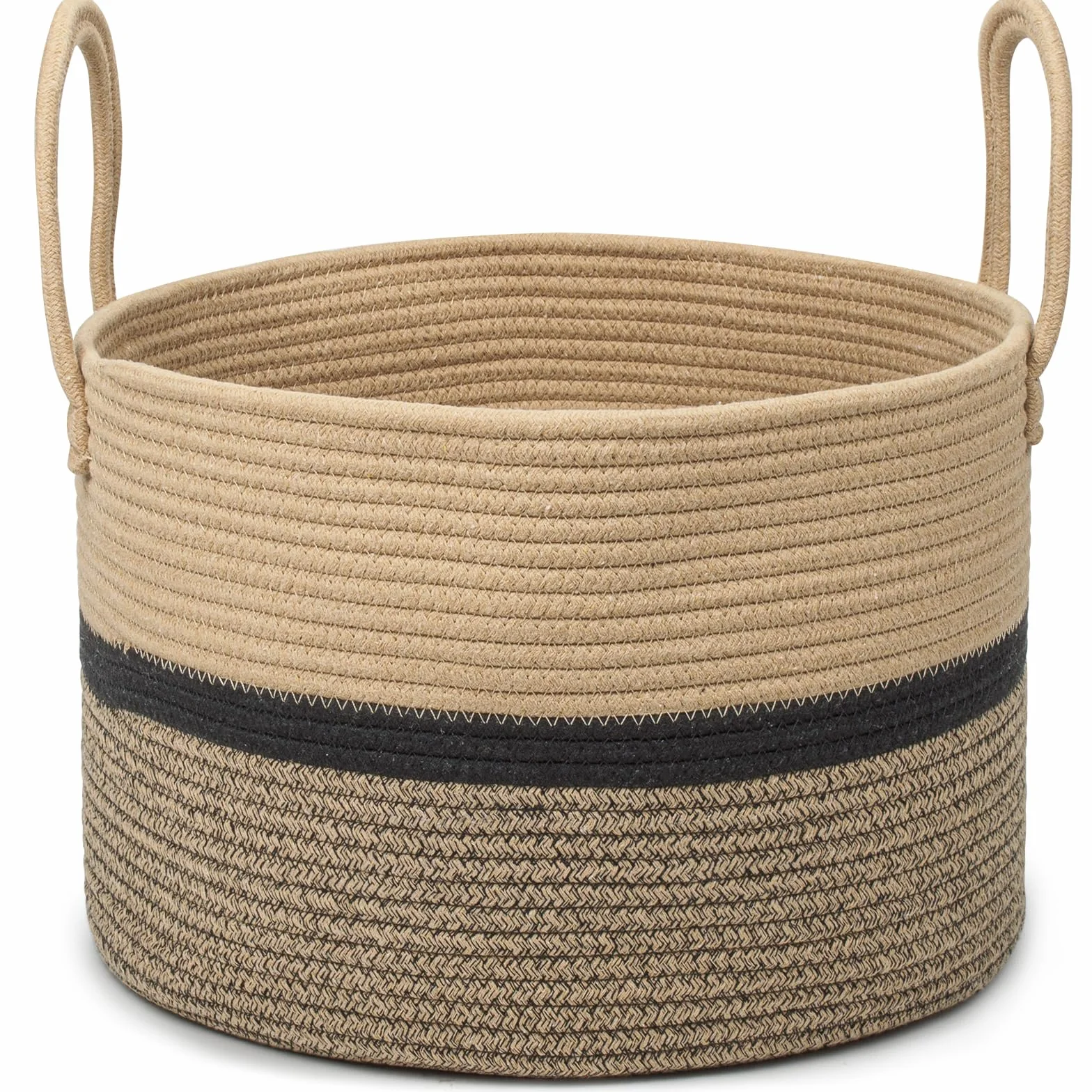 Cestas de Lavandería Tejidas 32L Almacenamiento Canasta Φ40 x H25 CM Cesta para la Ropa Sucia con Asa
