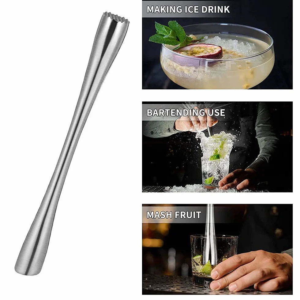 Cóctel Muddler, Profesional Muddler, Ideal Bartender Herramientas, Utensilios De Cóctel De Acero Inoxidable, para Hacer Puré De Cóctel Con Menta Natural y Cítricos(26cm/10.2in)