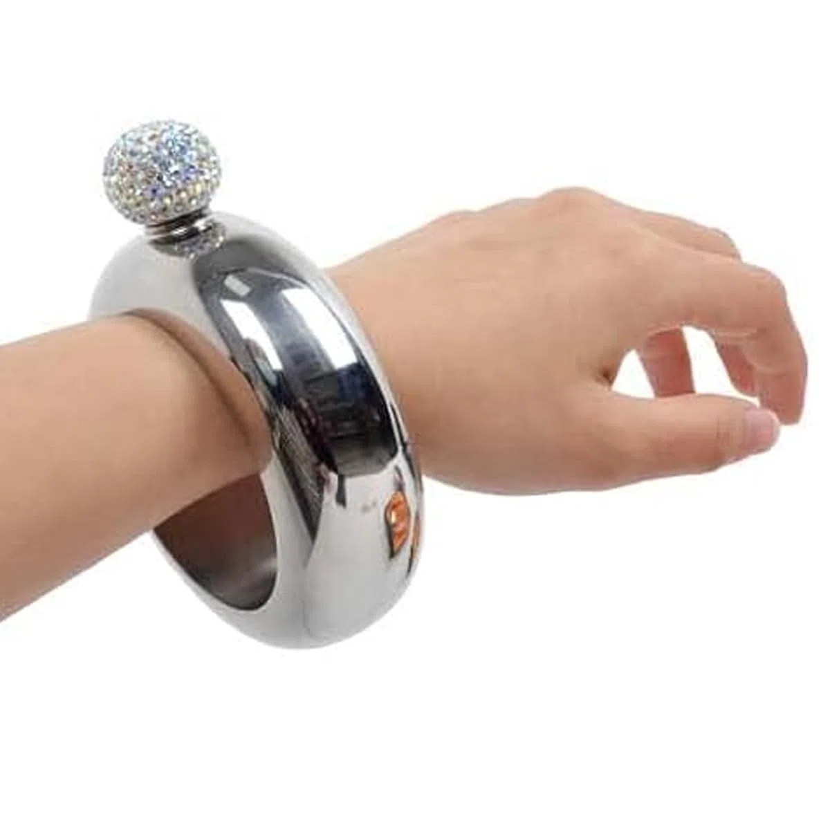 Petaca de Pulsera de 3.5 oz con Tapa de Cristal, Ideal para Bodas, Fiestas, Bares y acampadas.