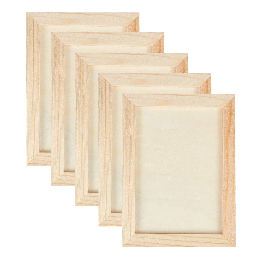 OLYCRAFT 10 piezas paneles de lona de madera 5 paneles de pintura de madera sin acabar, paneles de panel de fundición de pintura de madera para pintura, fabricación de arcilla, arte y artesanía