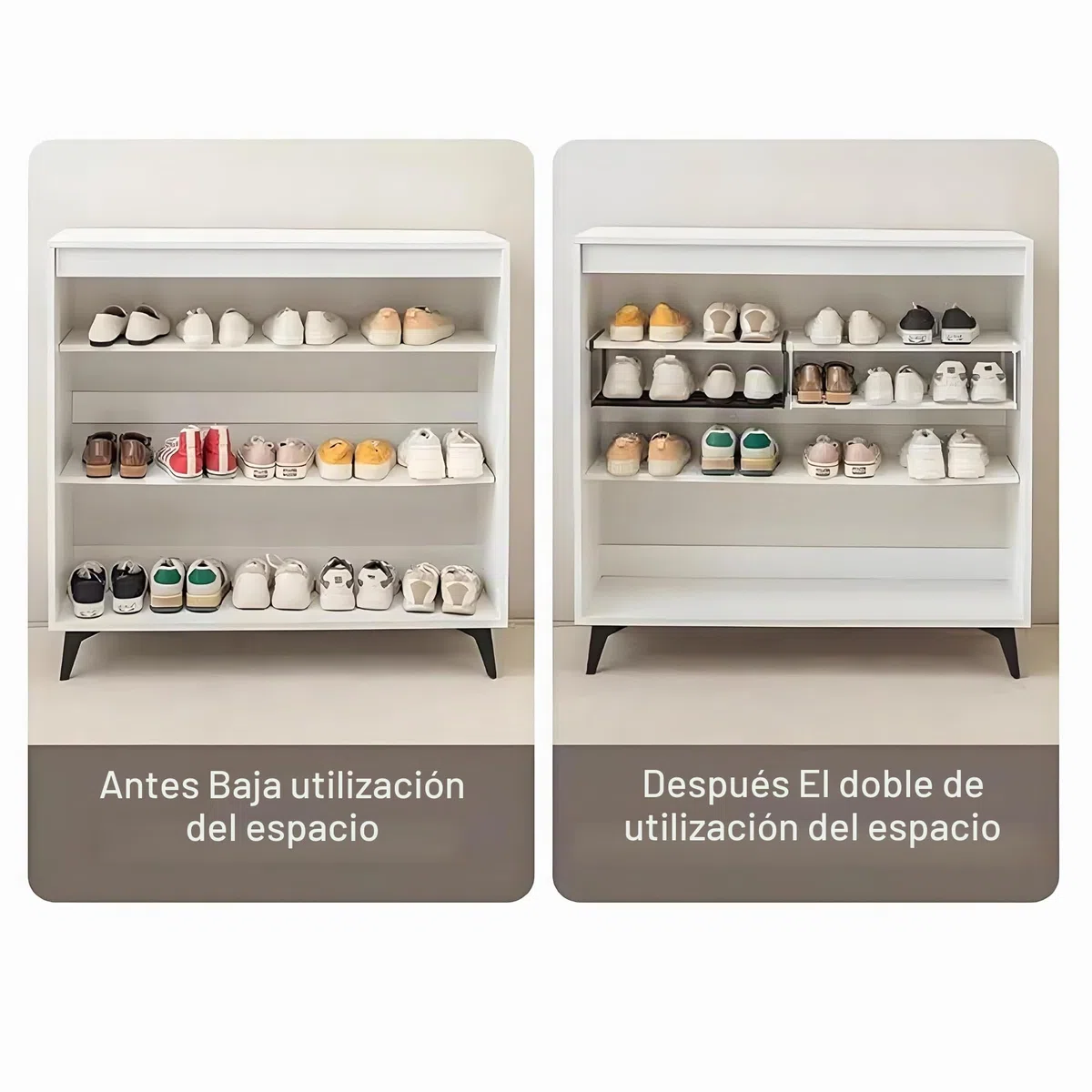 ViWaVee Organizador Zapatos Extensible (40-70 cm) - Soporte Colgante Ajustable para Armario, Zapatero, Cocina y Baño - Negro 1 Capa