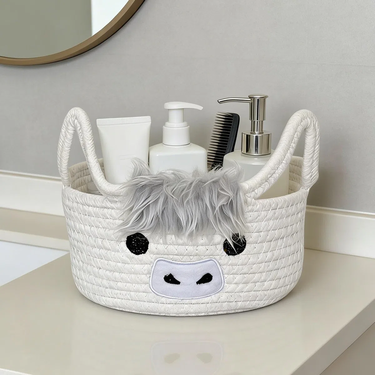 Cestas de Almacenaje Tejidas | Organizador de Cuerda de Algodón con Diseño de Animal - Cesta Decorativa para Almacenaje,para Hogar, Dormitorio, Baño, Apartamento, Cuarto Infantil, Juguetes, Mantas, Li