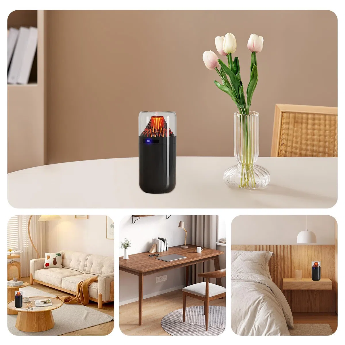 Portable Humidifier, Aromatherapy Diffuser, Ultrasonic Mist, Battery Operated, Auto Shut-Off, 3 Mist Modes, 360ml Water Tank, 1200mah Rechargeable, Bedroom, Work, Travel