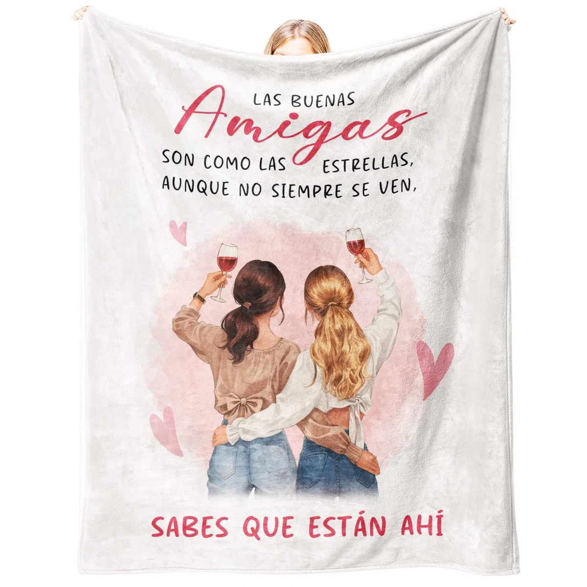 CheriGift Blanco Regalo Amigas Originales, Franela Manta, Regalo Amigas Cumpleaños, Regalo Navidad San Valentín Día de la Mujer 157x132cm