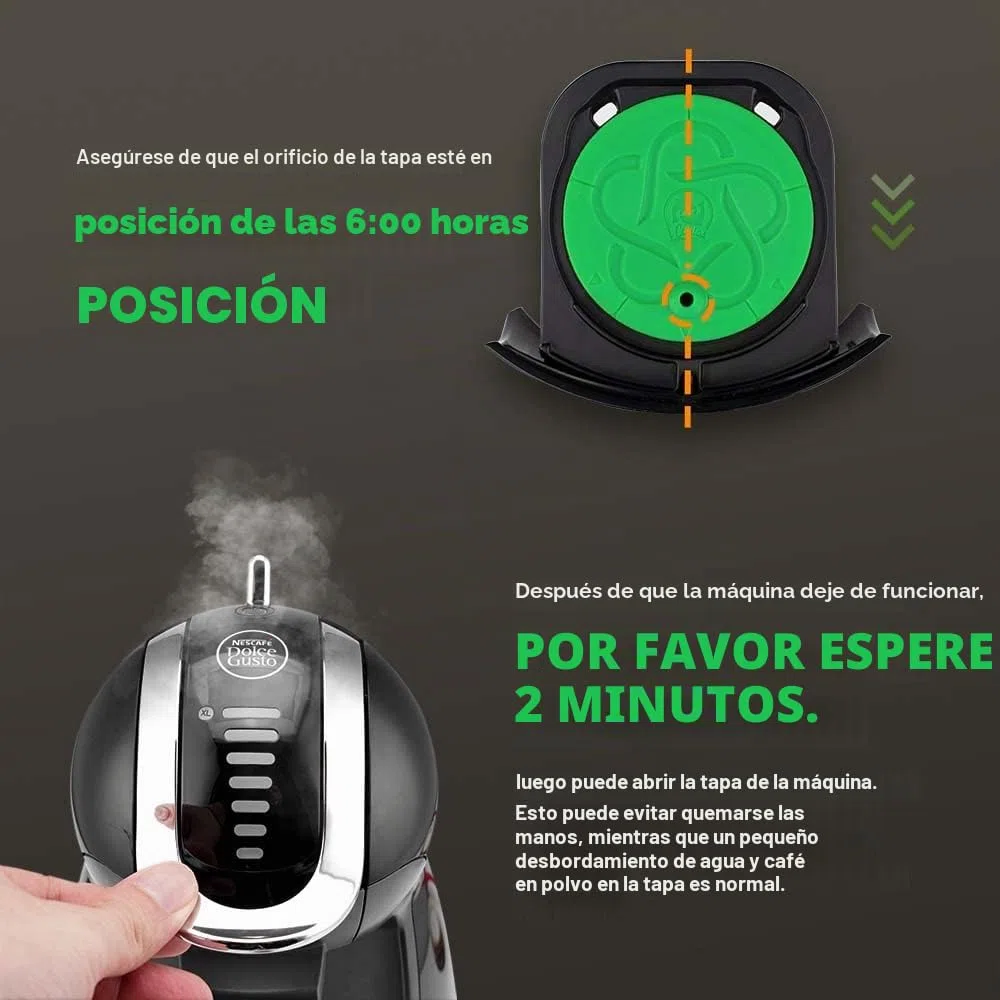 Capsules rechargeables Filtres à dosettes de café réutilisables compatibles avec les brasseurs Dolce Gusto avec cuillère et brosse (1 cápsula, 1 tamper)