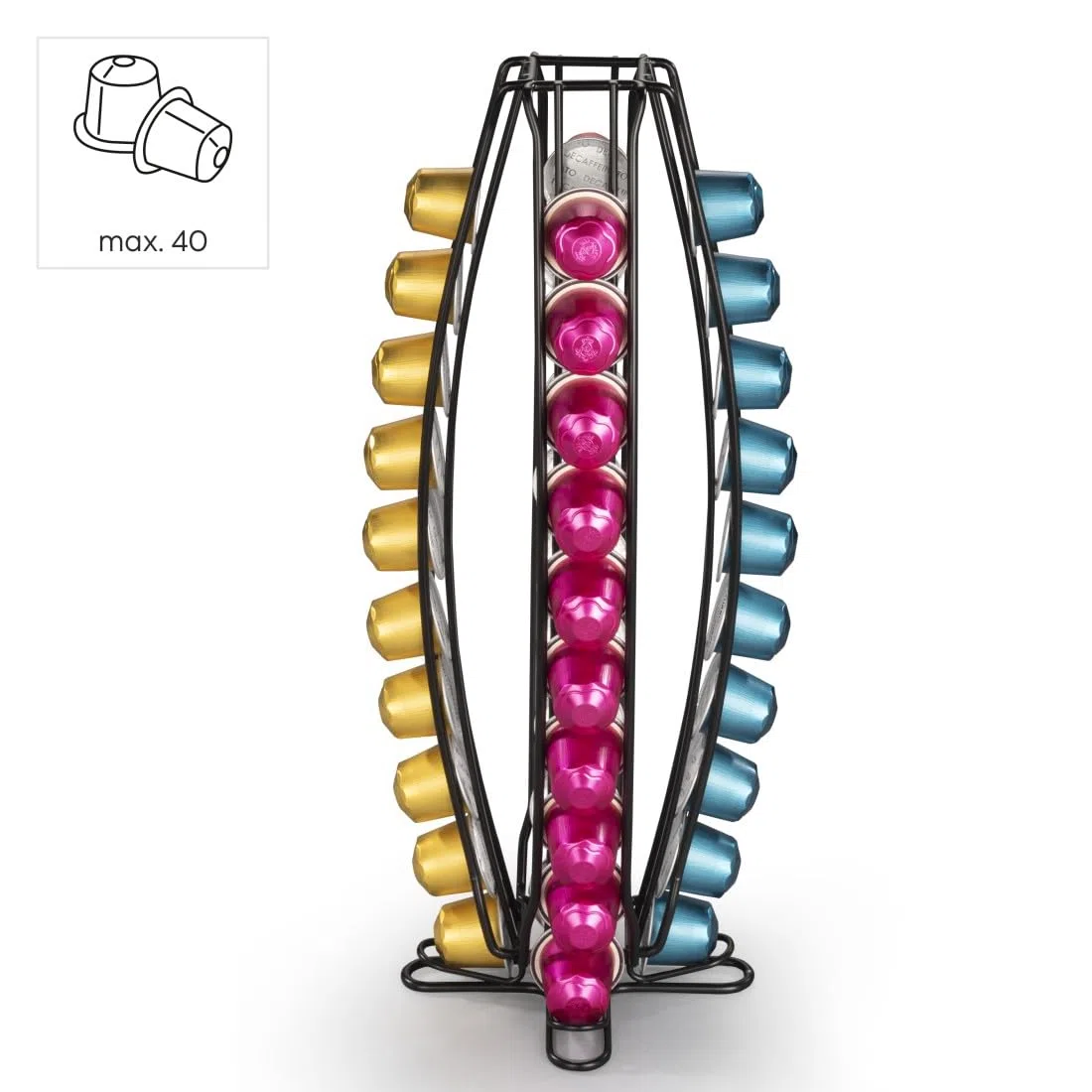Xavax | Soporte para Cápsulas de Café (Dispensador de Cápsulas Nespresso, Hasta 40 Cápsulas, Portacápsulas) Color Negro Mate