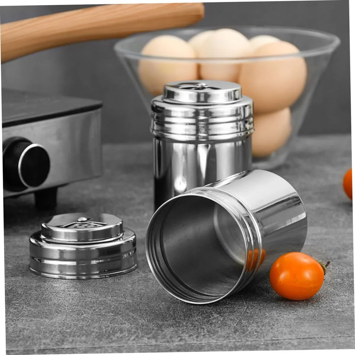 Recipientes De Acero Inoxidable Para Condimentos 304 Tapa Anti-humedad Diseño Minimalista Adecuado Para Cocina y Comedor 1