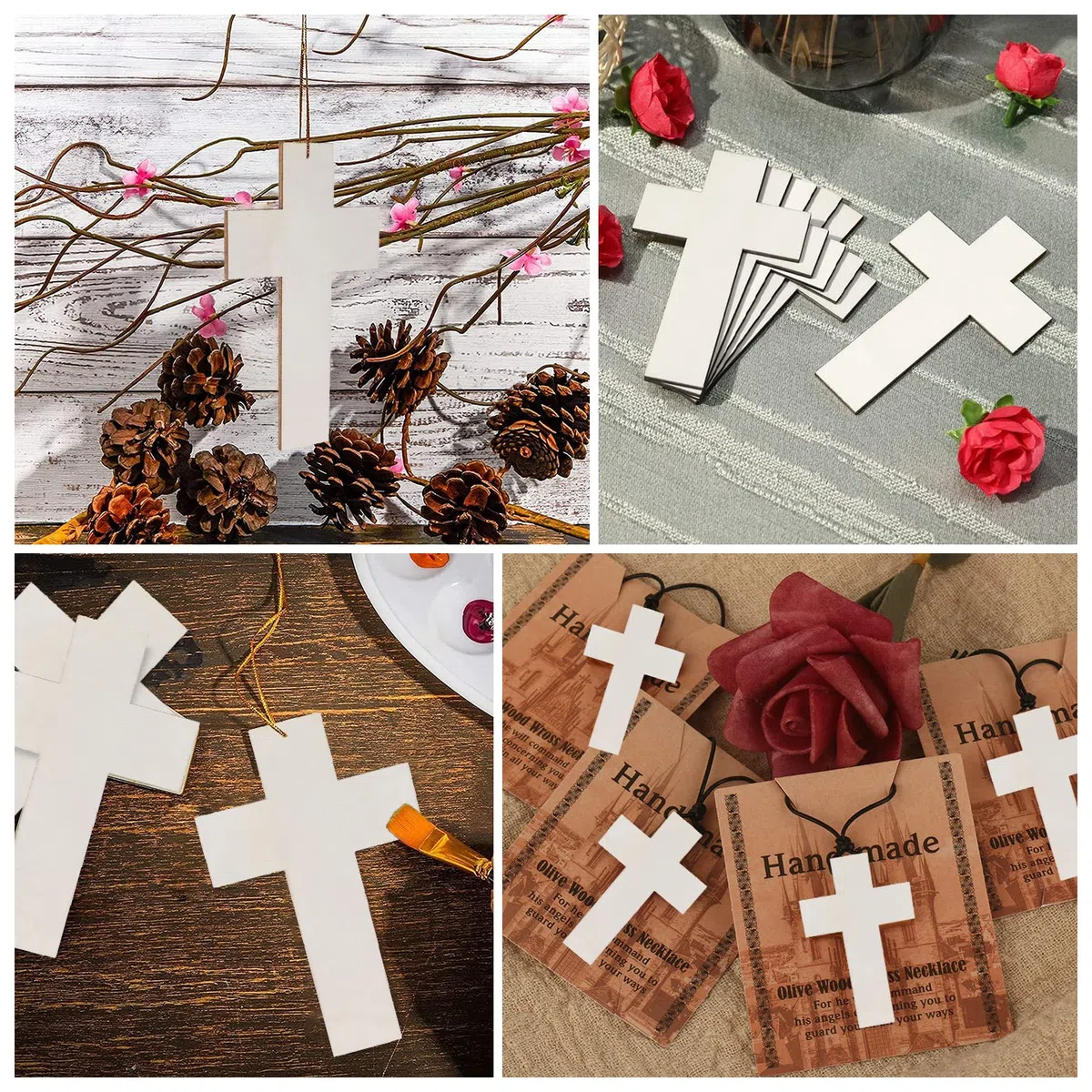36 Piezas de Adornos de Cruz de Pascua de Madera, Chip de Madera Hecho A Mano Graffiti Pintura Decorativa Kits de Manualidades para Bricolaje para Mesa de Comedor Familiar Fiesta (7x11cm/2.7x4.3in)
