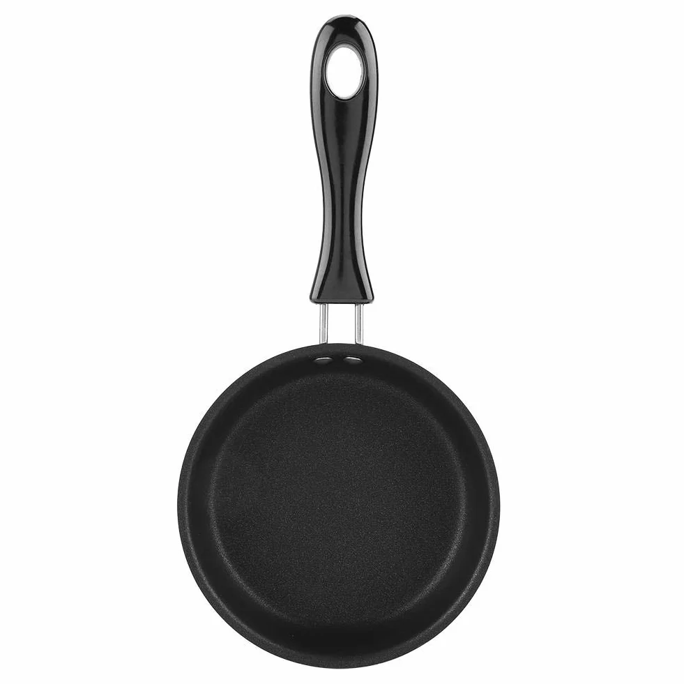 Fdit Portátil Mini Sartén Huevo Escalfado Omelette Pot Hierro Puro Dupont Recubrimiento Hogar Cocina Peque?a Cocina Negro 12 CM