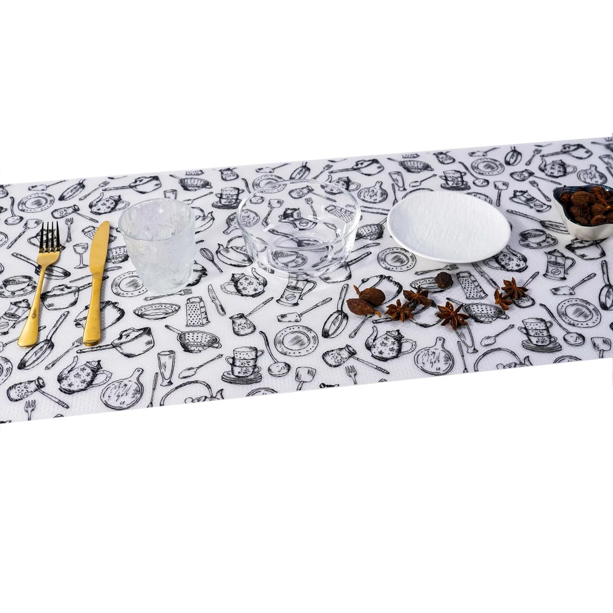 Estera para cajones Impermeable, esteras de plástico EVA no Adhesivas, Rollo para Estante, cajón, refrigerador, Mesa, Armario, estantes para Fregadero de Cocina, Cortable 44cm x 400cm Negra Blanca