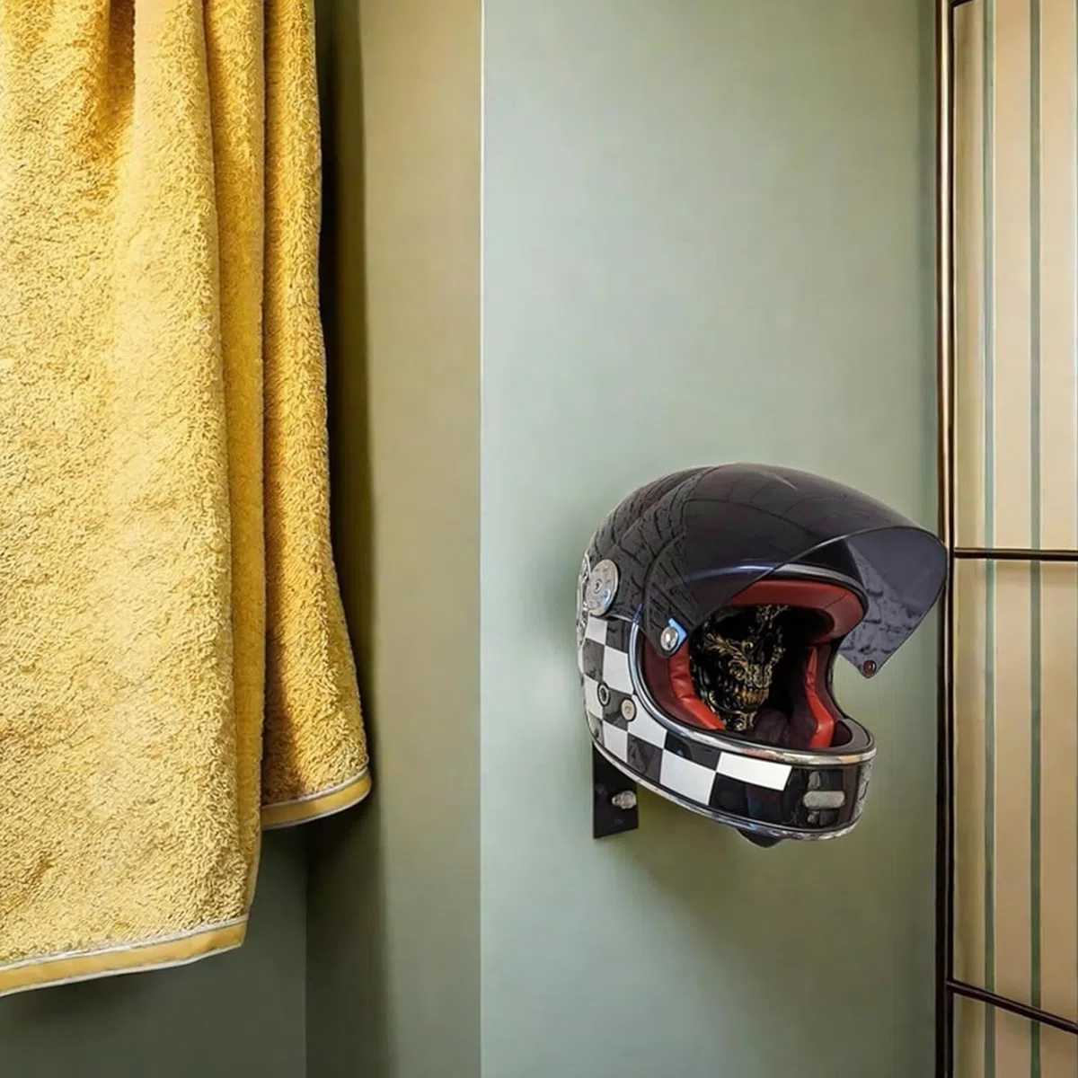 Soporte de calavera para casco de motocicleta, soporte de pared para almacenamiento de casco, estante de resina para abrigos, gorras, pelotas de béisbol y casco de rugby