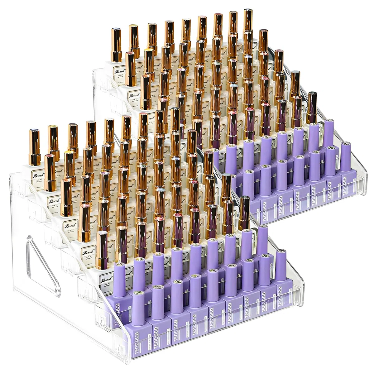 2 Piezas Organizador Esmaltes Uñas, Expositor Esmaltes Uñas Acrílico Transparente de 6 Niveles, Estante para Pintauñas, Maquillaje y Cosméticos, 31x25,5x16 Cm para Tocador