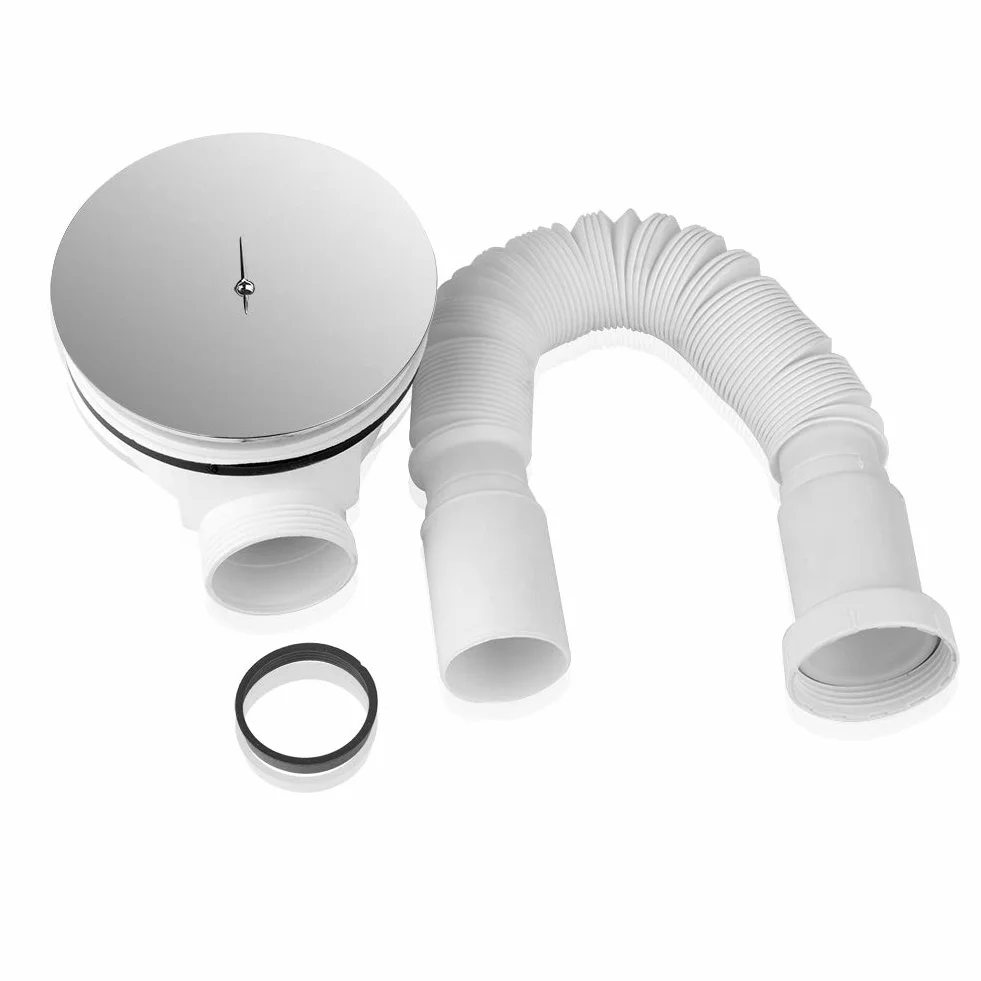 para plato de ducha: juego de desagüe extraplano en cromo con Ø 90 mm