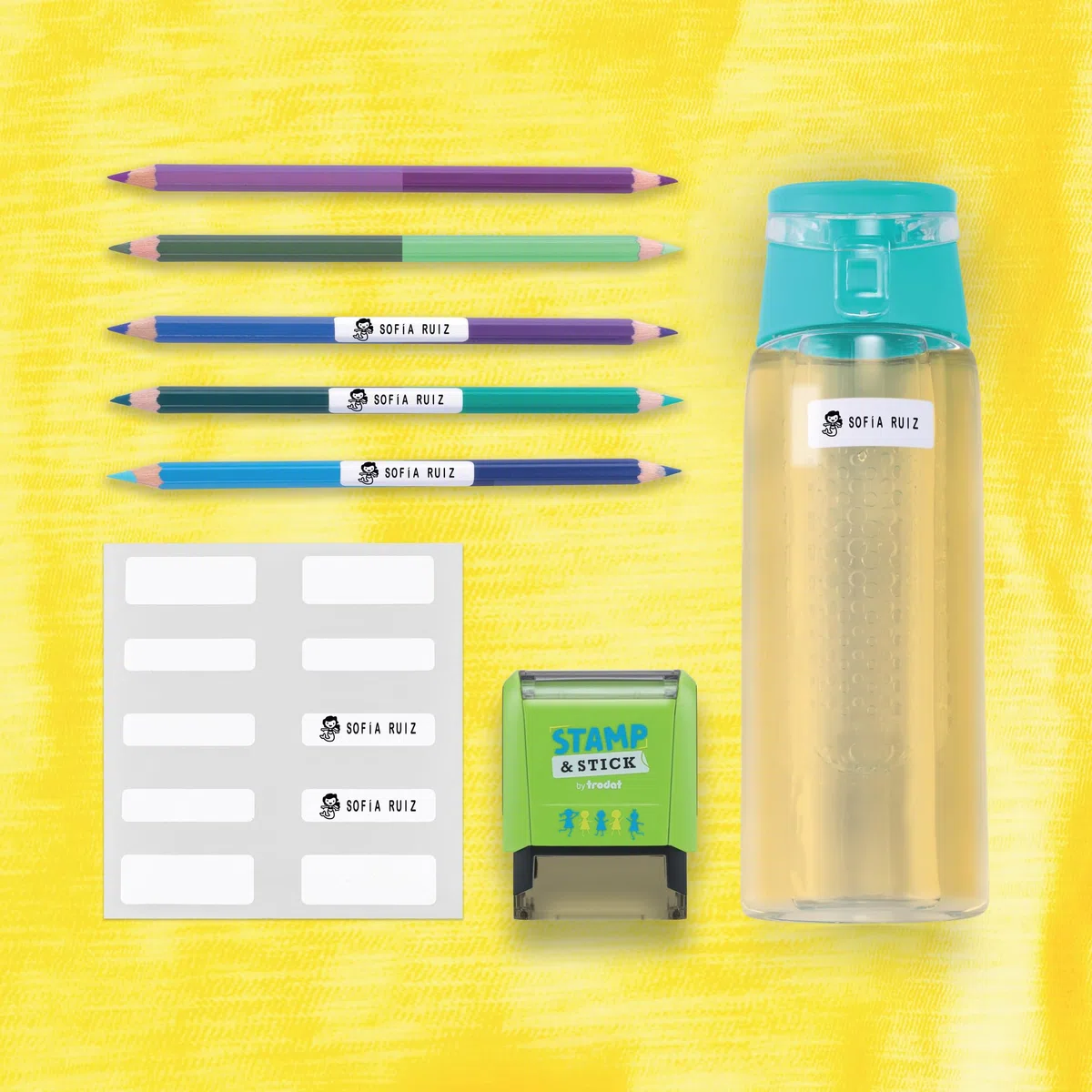 Trodat Stamp & Stick Sello Ropa Niños Personalizado – Marcador Textil y Objetos Personales