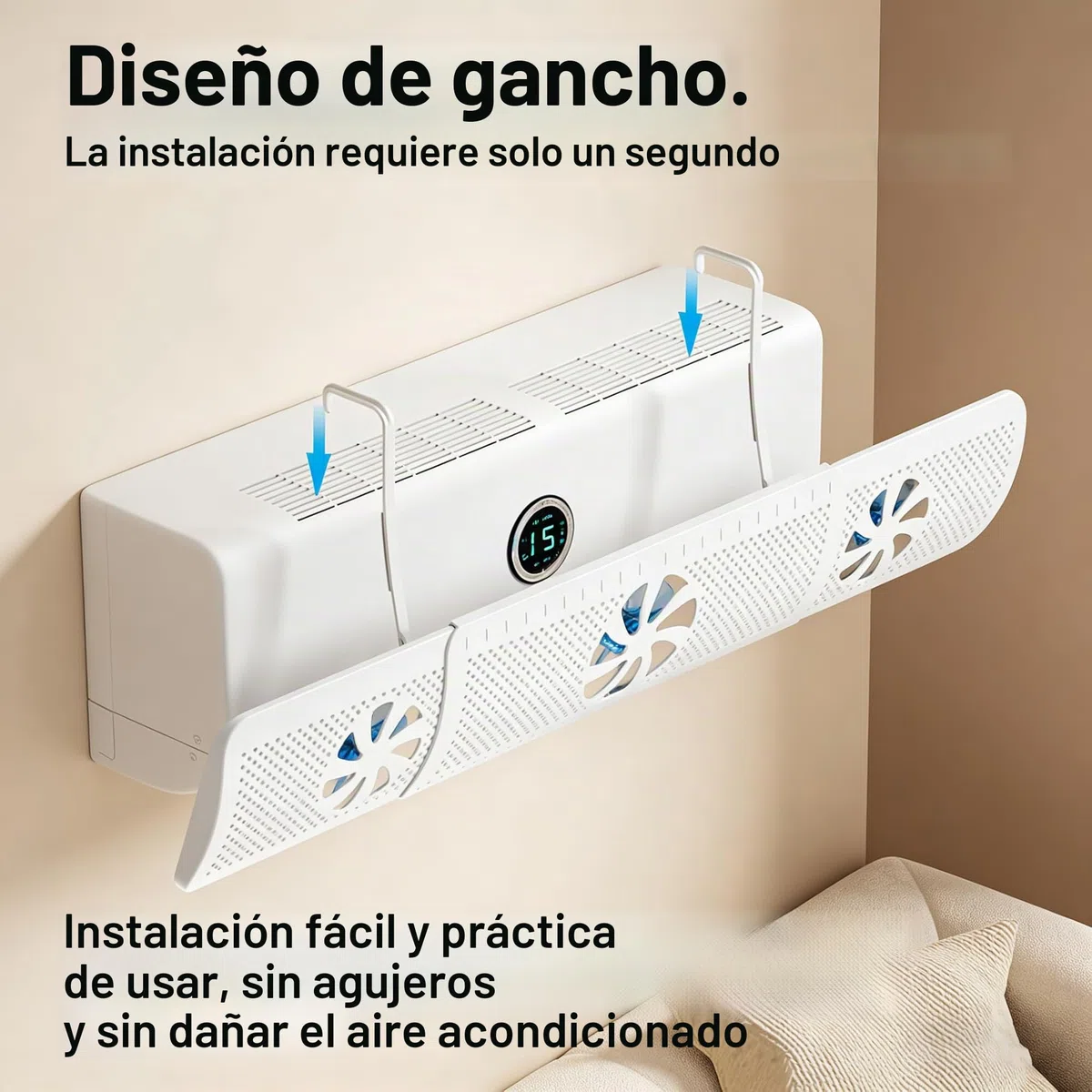 Deflector Aire Acondicionado Universal Ajustable 52-86cm, Anti-corriente Directa, Instalación Sin Herramientas, para Aire Acondicionado de Pared, Dormitorio Salón Oficina