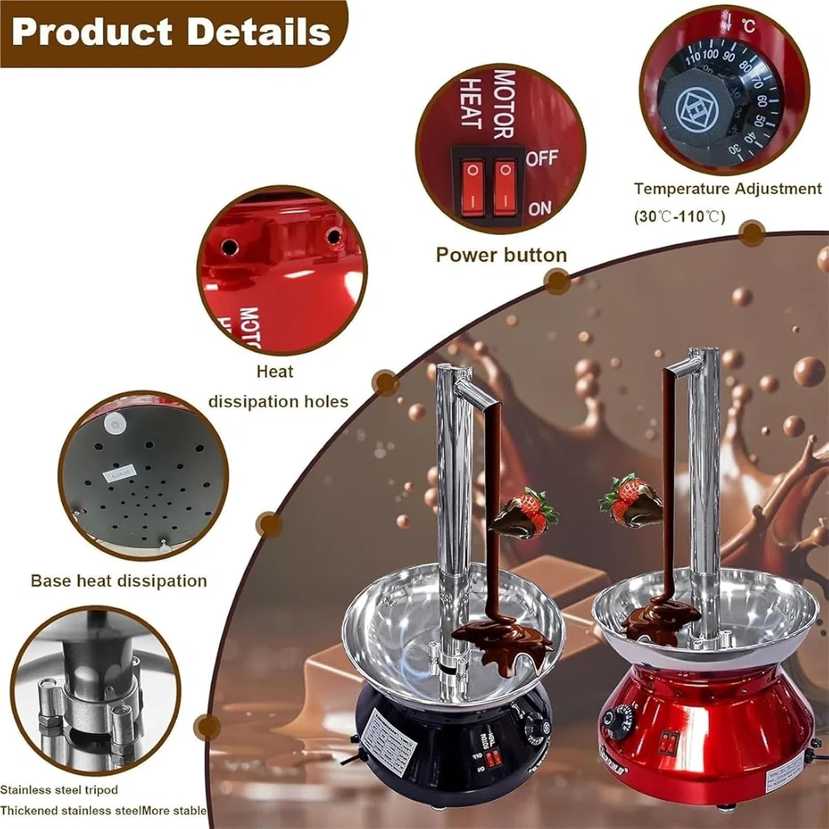 Máquina de fuente de chocolate de 3000 ml de capacidad, modelo de grifo para fiestas y bufés, perfecta para bodas y restaurantes
