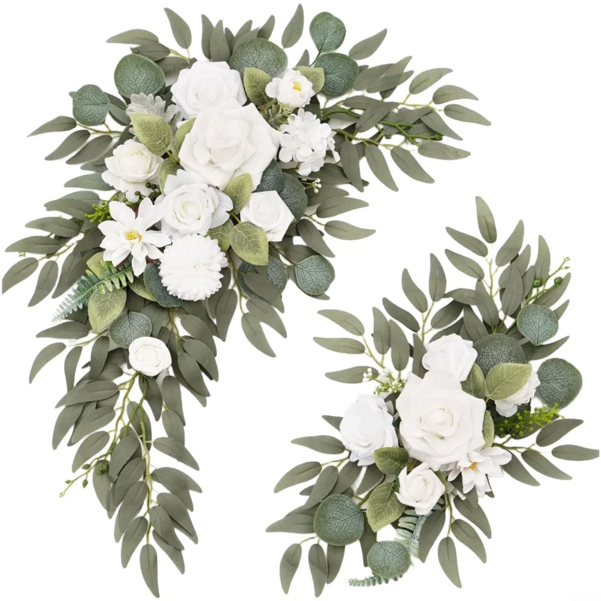 Paquete de 2 guirnaldas florales artificiales de seda sintética de 60 x 40 cm para boda, ceremonia, fiesta, recepción, decoración de entrada al aire libre (rosa)