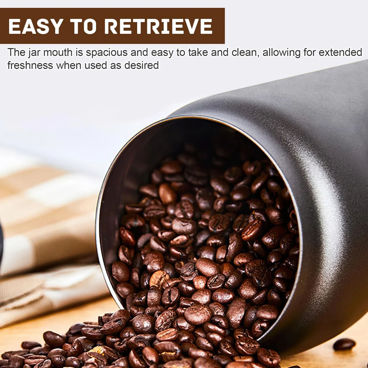 Bote para Café, Tarro de 1.2L Hermético de Acero Inoxidable con tapa de vacío, Vacío con un solo botón para conservar la frescura, para Almacenar Granos de Café, Té, Nueces, Cacao, etc