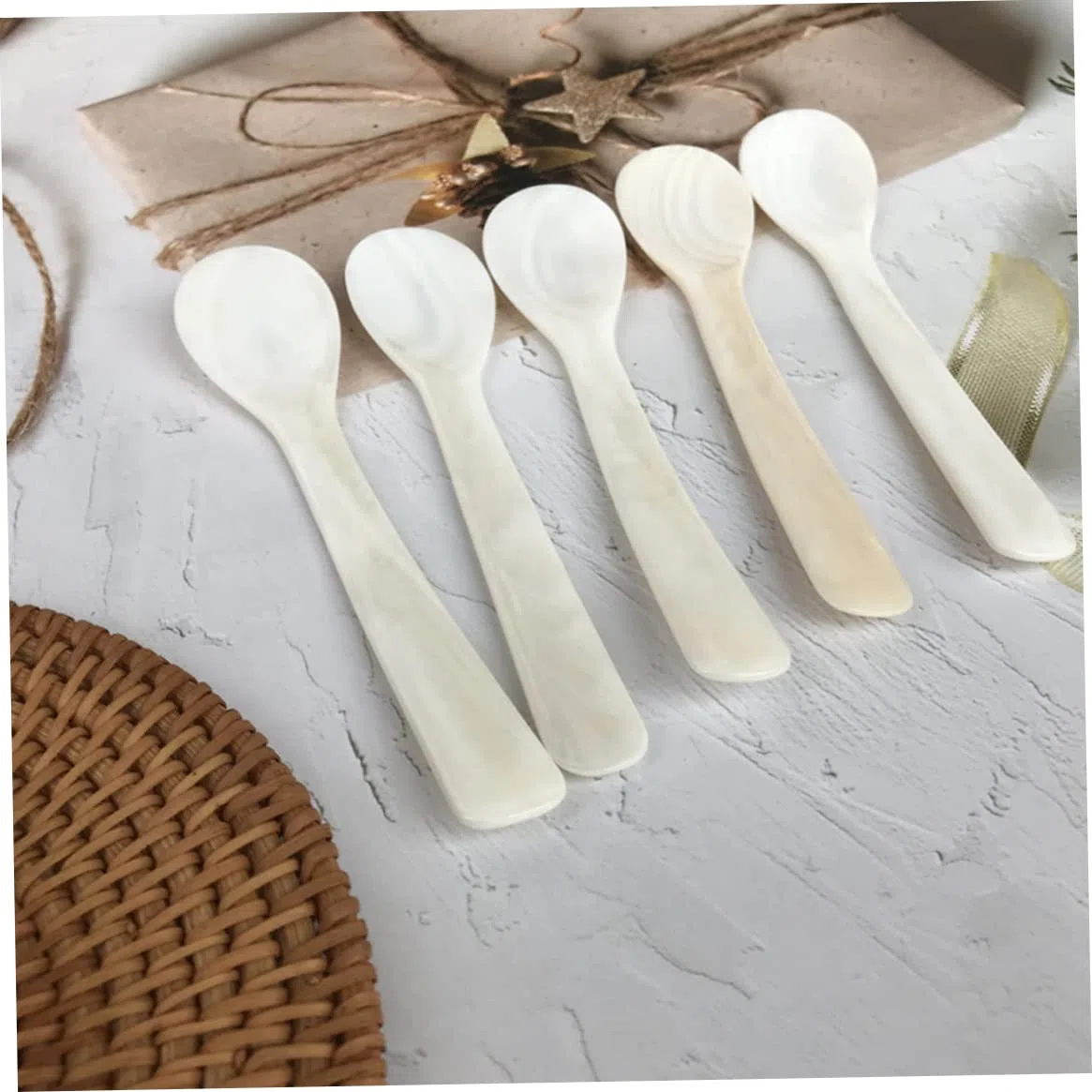 Cucharas de nácar clásicas para caviar y huevos, 12 cm, juego de 4