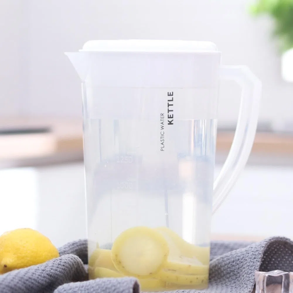 Jarra de gran capacidad de 1,3 l/2,2 l/3 l, plástico PP resistente al calor y a las caídas, hervidor de agua fría para jugo, refrigerador, bebidas de verano (3 L, blanco)