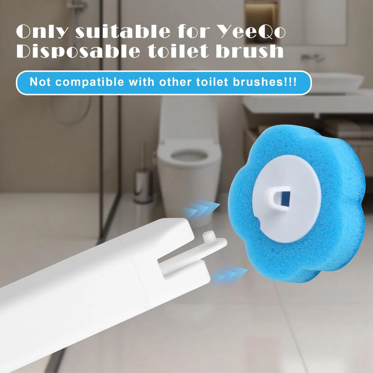 Escobillas de baño Desechables, Mangos Dobles extendidos y Soportes Dobles, Contiene 60 Cabezales de Cepillo detergente Desechables. escobilla WC para inodoros, bañeras, lavabos (Azul)