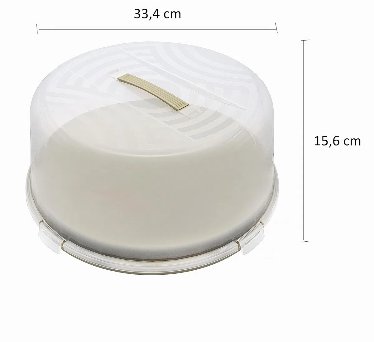 BranQ Home essential Joy - Recipiente redondo para tartas con tapa alta y asa de transporte, plástico (PP), sin BPA, color salvia y transparente, 334 x 156 mm