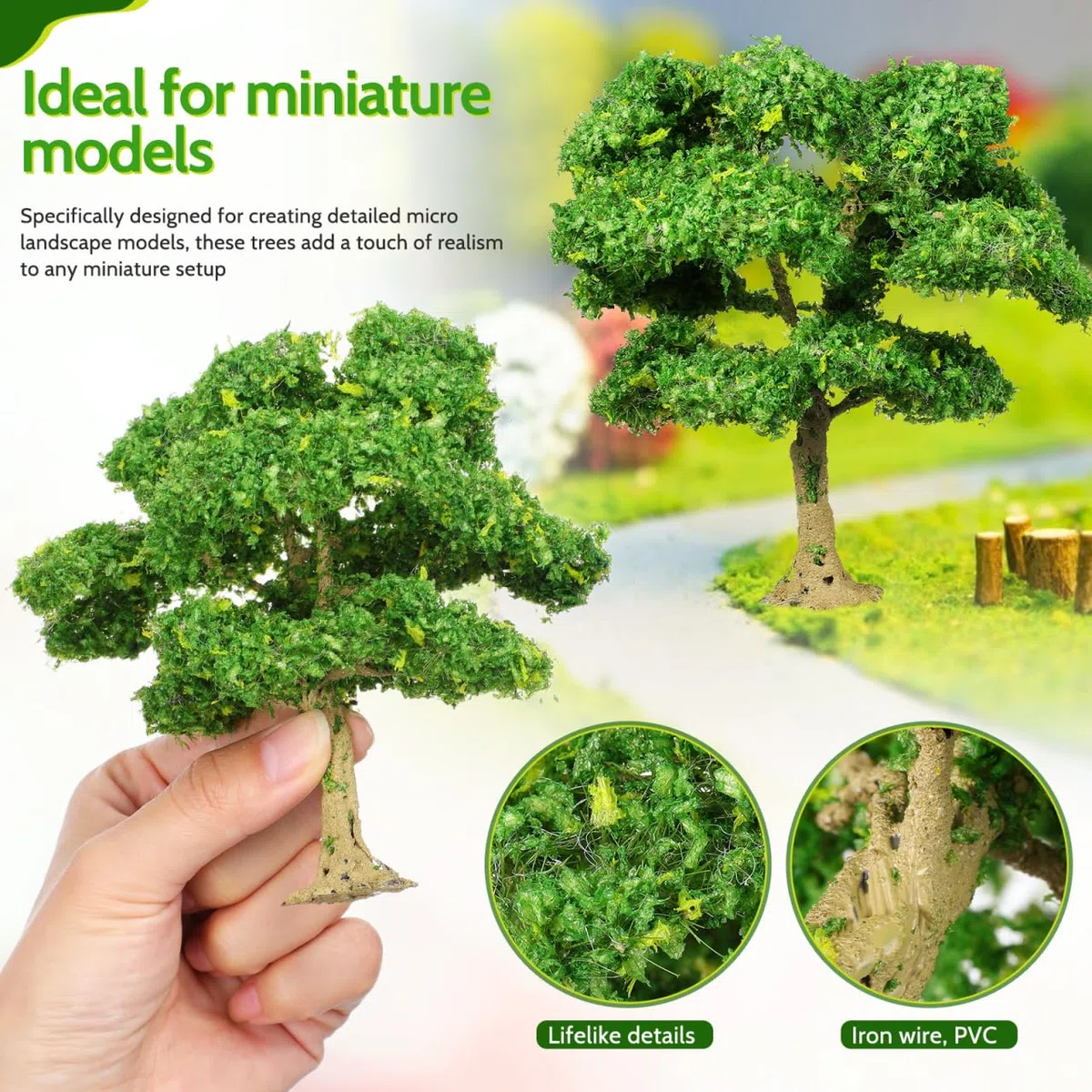VILLCASE Modelo De Árbol En Miniatura para Paisajes DIY Árboles para Dioramas Y Modelismo Ferroviario Decoración Versátil para Belenes Y Jardines Fácil De Montar 4.72X4.33X3.74In