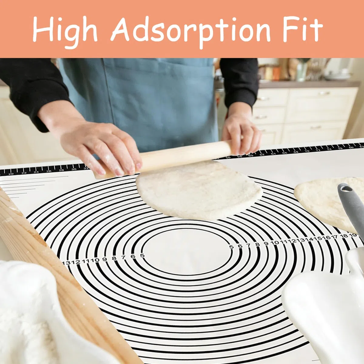 Tapete de Silicona Para Hornear, Alfombrilla de silicona Antiadherente, Tapete de Silicona para Amasar para Repostería, Hornear, Pastelería(91 x 61 cm)